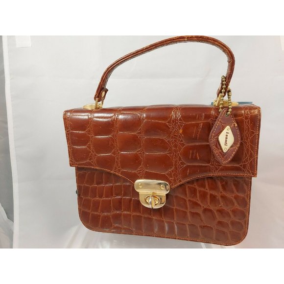 I SANTI Handbag Purse Crocodile Leather  Italy Vintage 1940's 1960's Midcentury - Picture 2 of 10